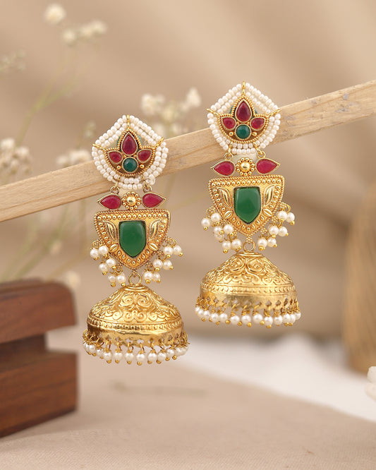 Pratyusha Gold Jhumki Earrings