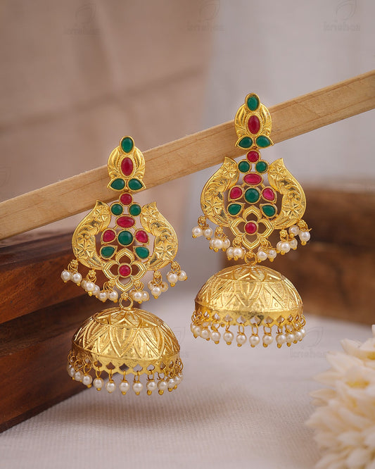 Preeta Golden Jhumki Earrings