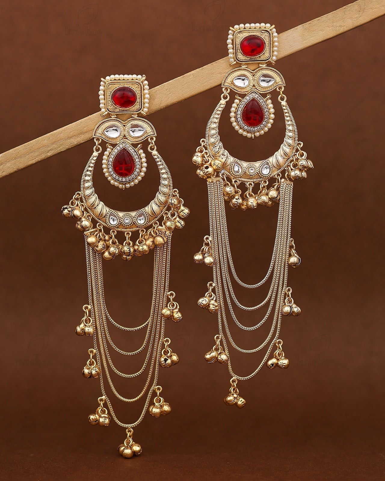 Rooprani Kashmiri Gold Dangler