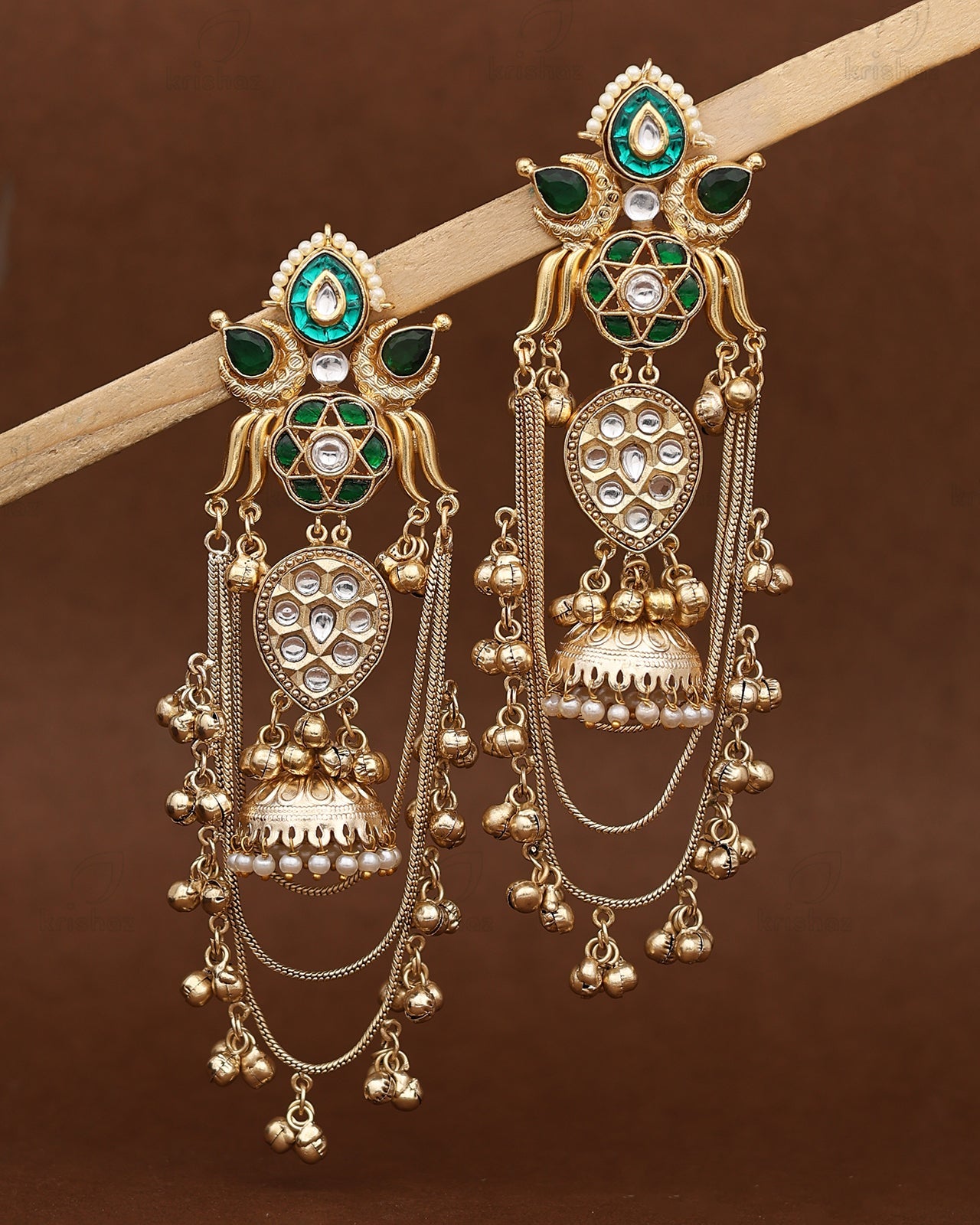 Matsya Kashmiri Gold Dangler