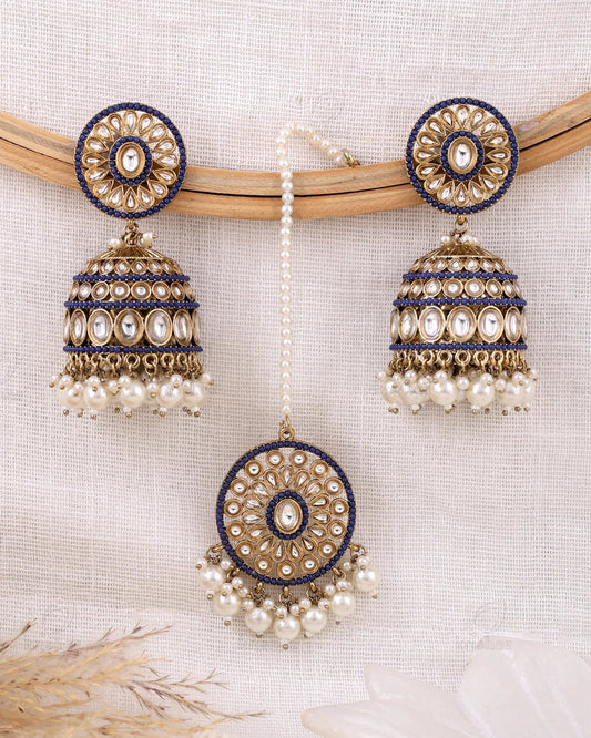 Anabia Pakistani Kundan Jhumki Earrings With Mangtika