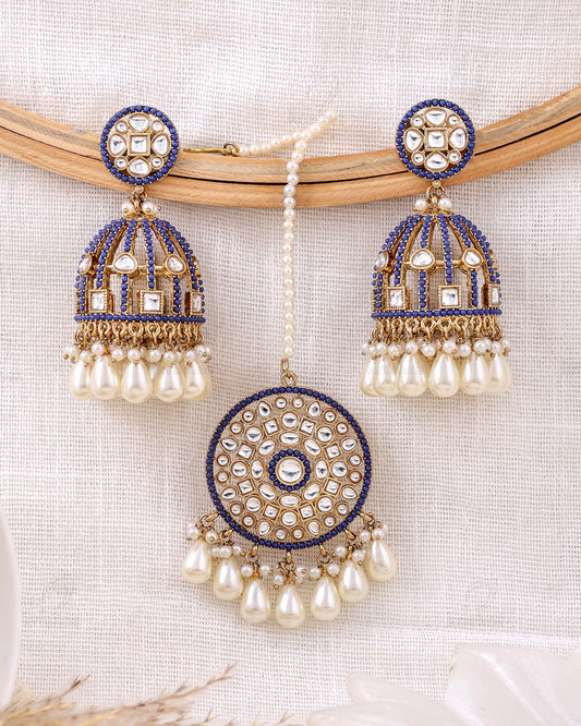 Mehnaz Pakistani Kundan Jhumki Earrings With Mangtika