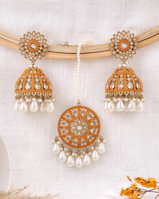 Farheen Pakistani Kundan Jhumki Earrings With Mangtika