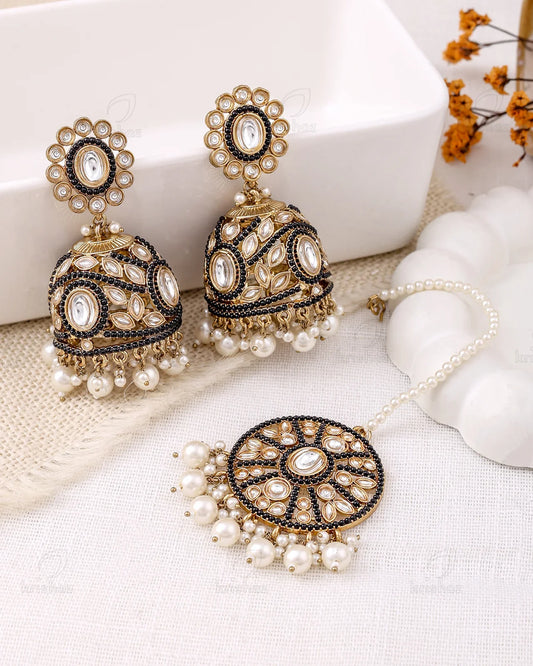 Ruksana Pakistani Kundan Jhumki Earrings With Mangtika