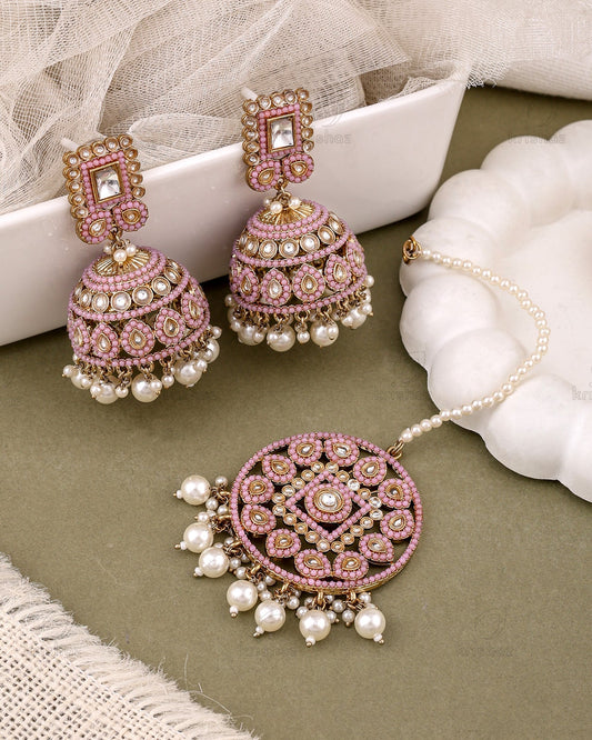 Rukhsar Pakistani Kundan Jhumki Earrings With Mangtika