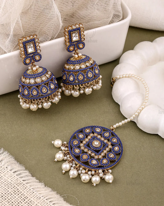 Rukhsar Pakistani Kundan Jhumki Earrings With Mangtika
