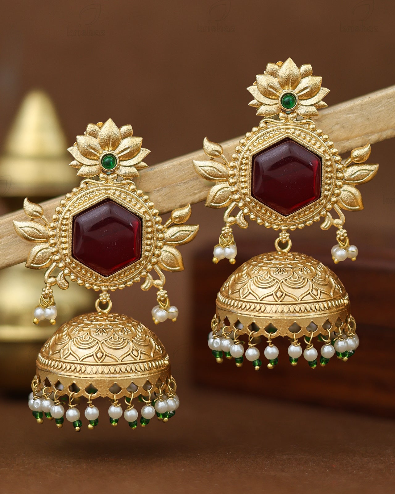 Simran Gold Jhumki Earrings
