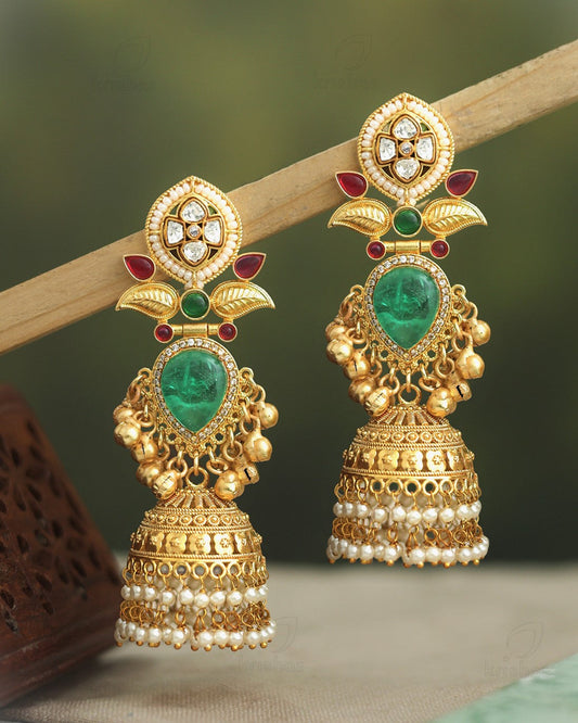 Sagarika Golden Jhumki Earrings