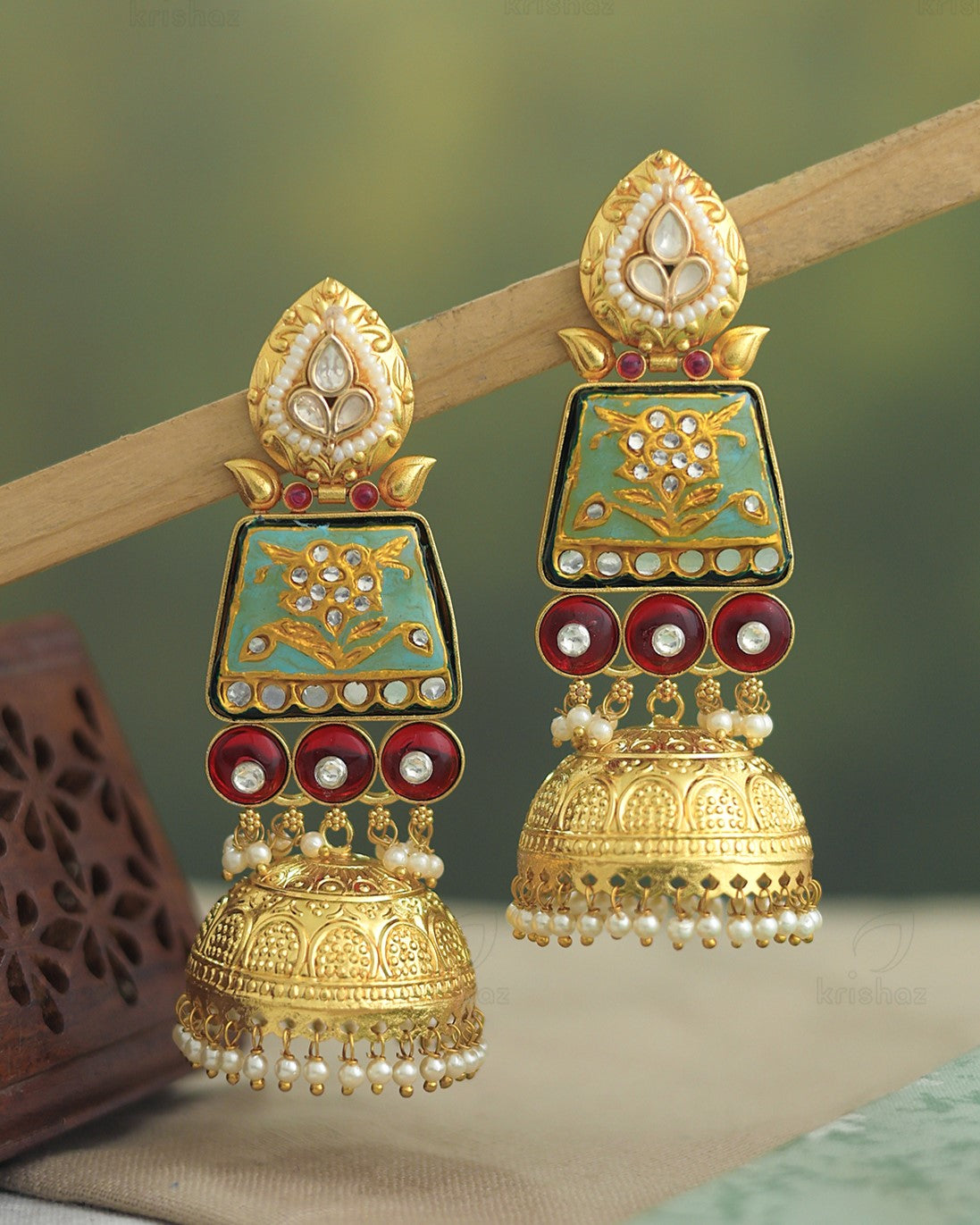 Pramila Golden Jhumki Earrings