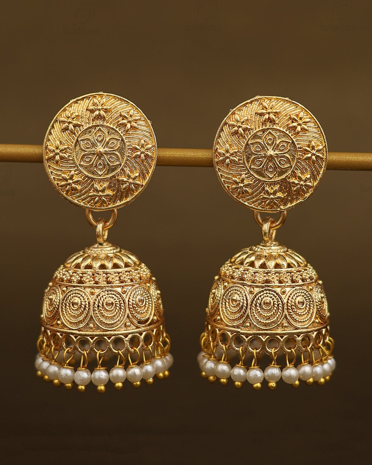 Mira Gold Jhumki Earrings