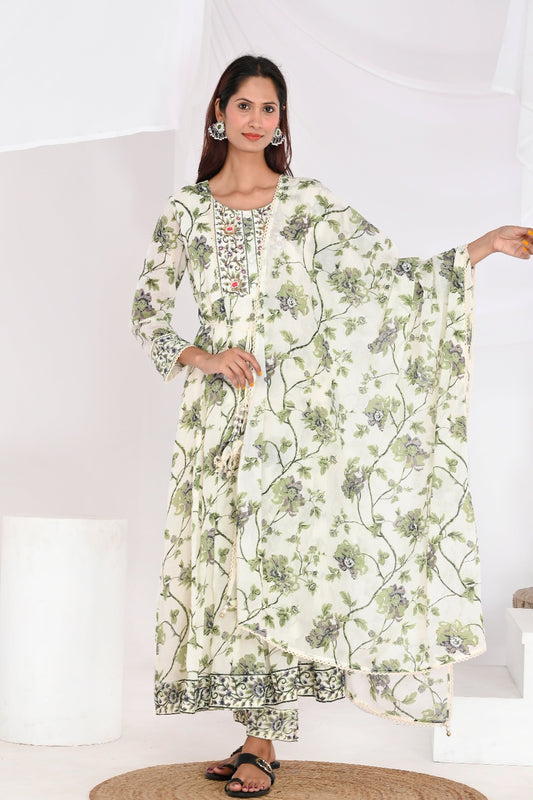 White Anarkali Suit Set - Divya