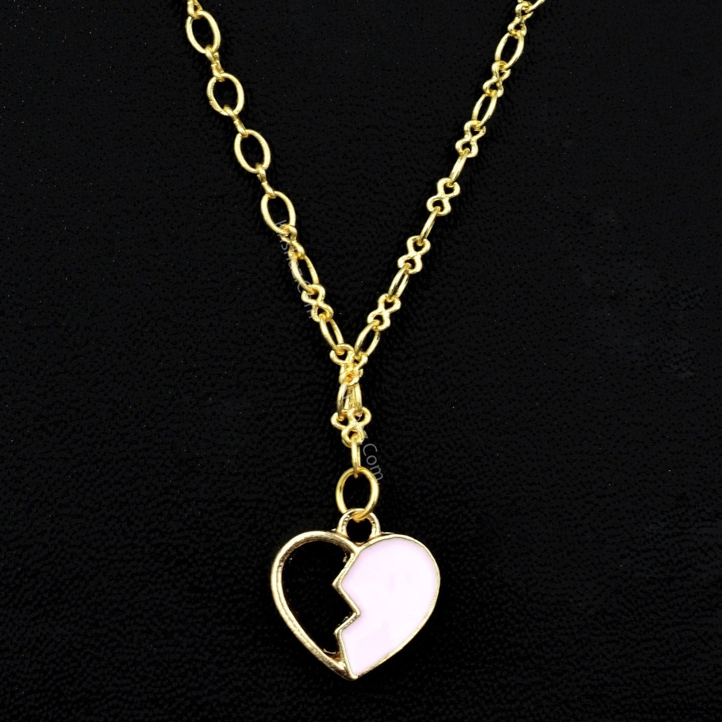 Gold Figure 8 Chain with Pink Heart charms