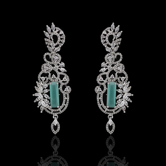 Aurora Rhodium Plated Cz Dangler - CZE
