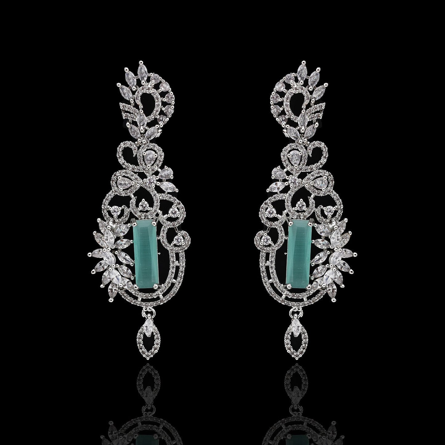 Aurora Rhodium Plated Cz Dangler - CZE