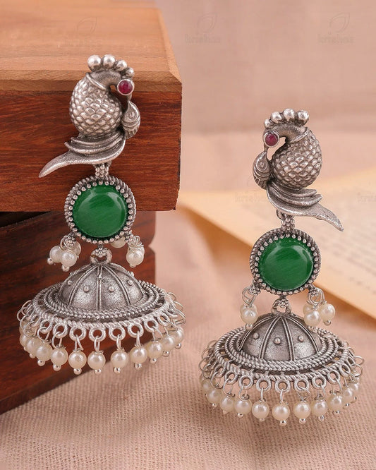 Parakeet Bird Jhumki Earrings