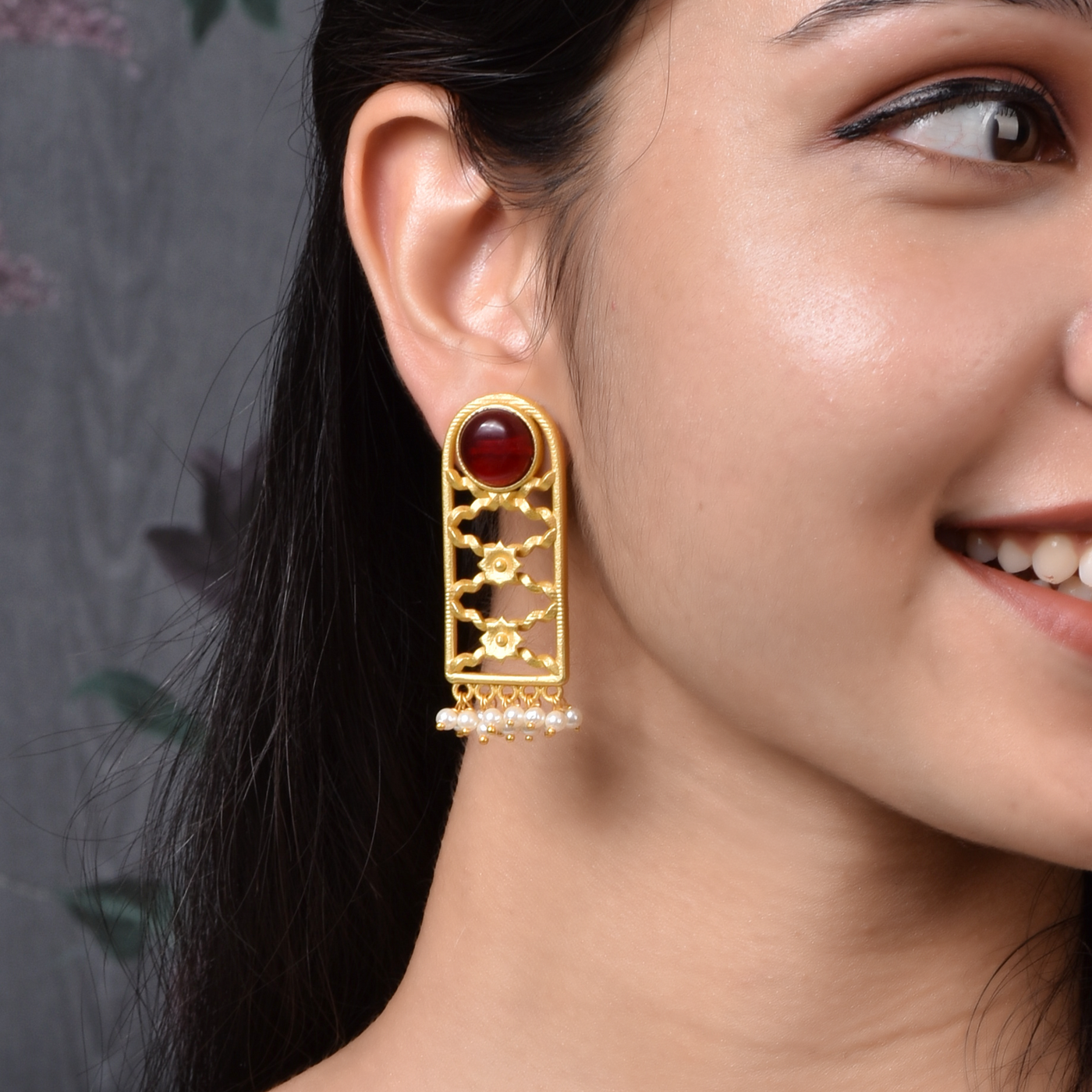 Priyali Ethnic Matte Gold Stud Earrings