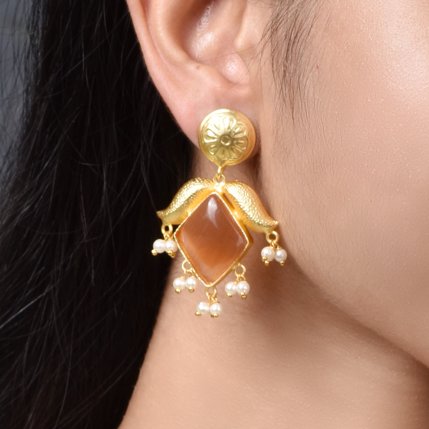 Varuni Matte Gold Dangler Earrings
