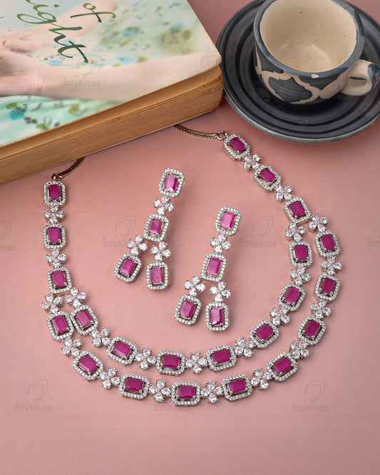 Victoria Rhodium Plated Cz Necklace