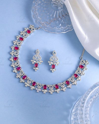 Zoe Rhodium Plated Cz Necklace