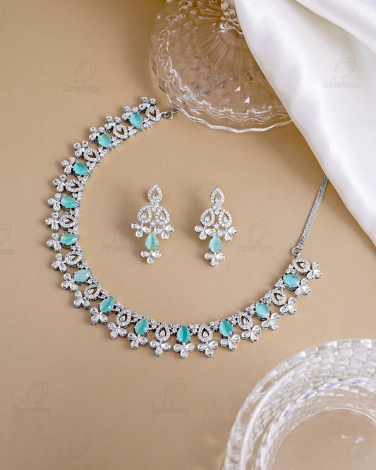 Zoe Rhodium Plated Cz Necklace