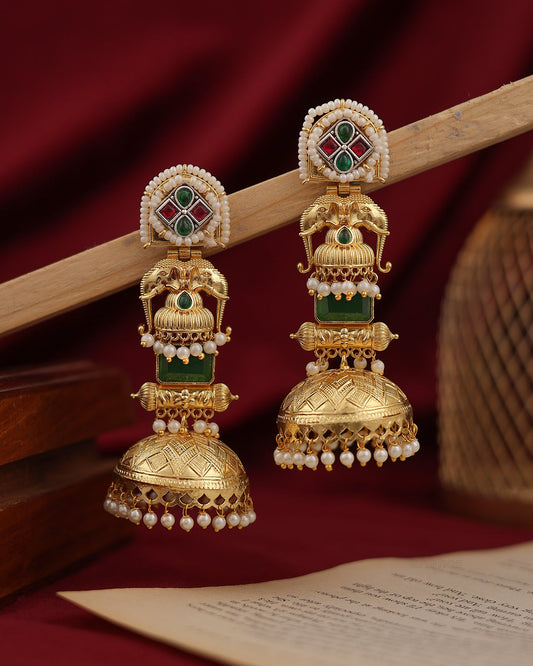 Parikha Gold Jhumki Earrings