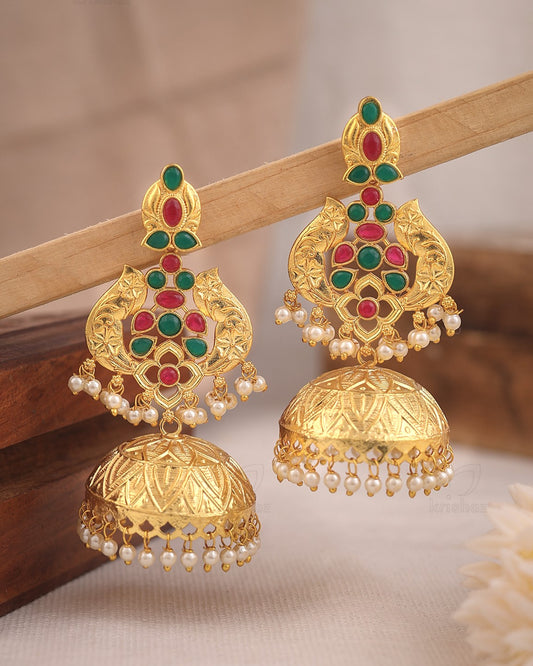 Preeta Golden Jhumki Earrings