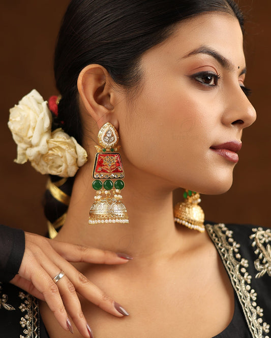 Pramila Golden Jhumki Earrings