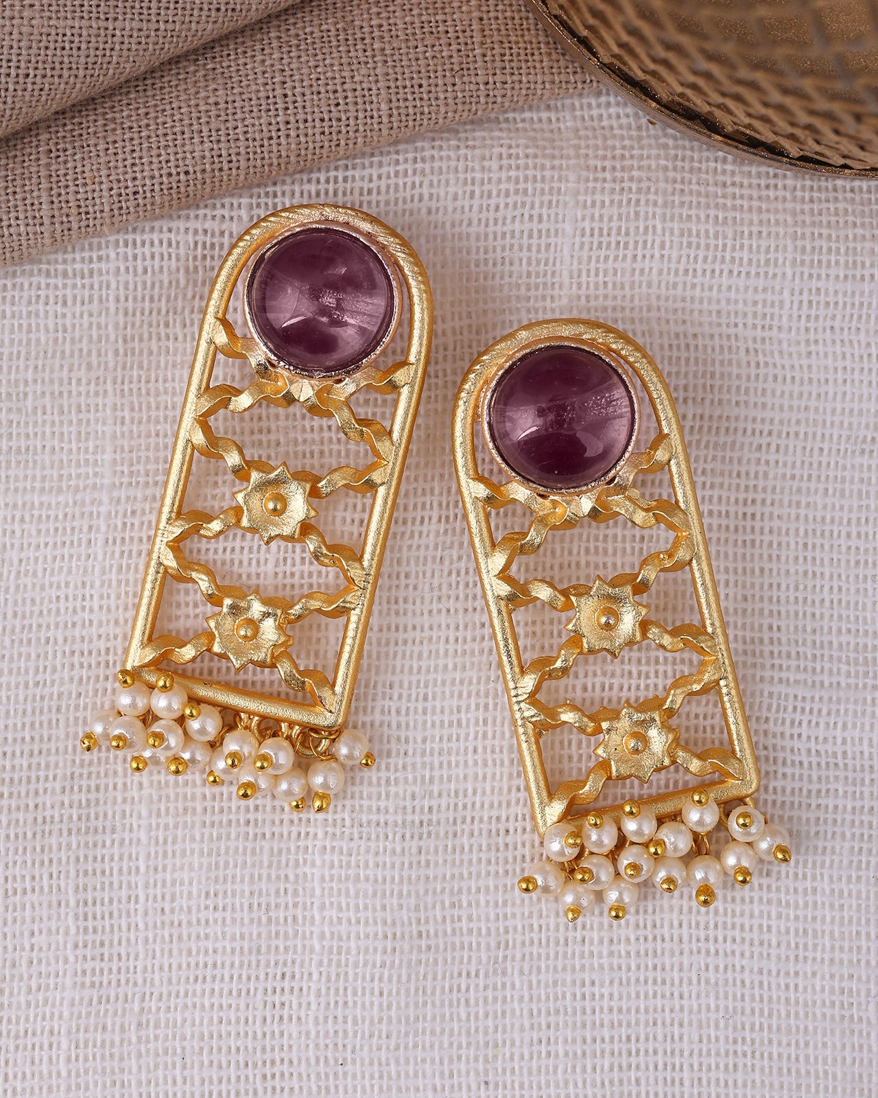 Priyali Matte Gold Stud Earrings