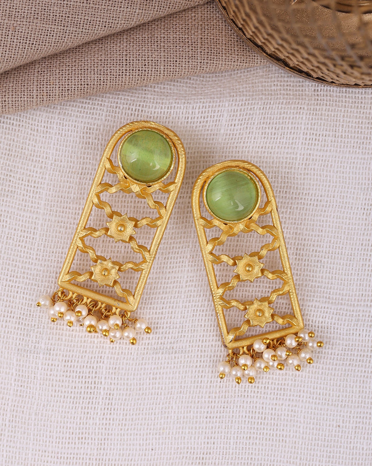 Priyali Matte Gold Stud Earrings