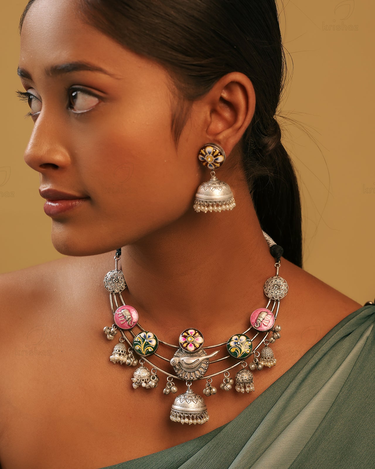 Itisha Meenakari Jhumki Choker Set