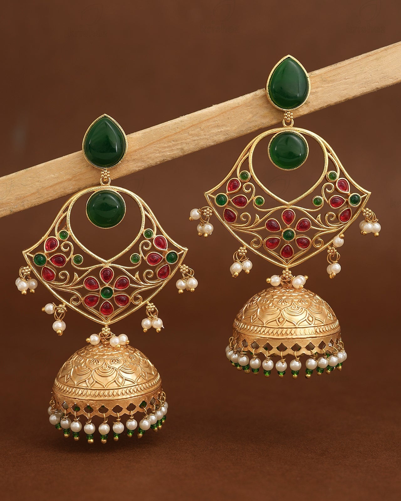Takshvi Gold Jhumki Earrings