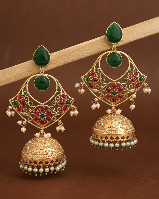 Takshvi Gold Jhumki Earrings