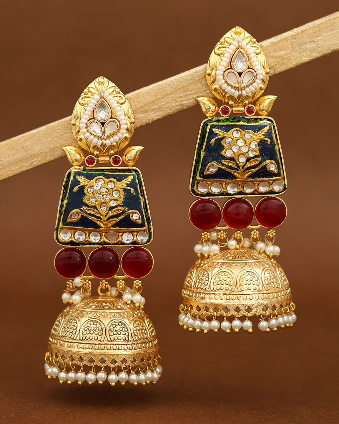 Pramila Golden Jhumki Earrings