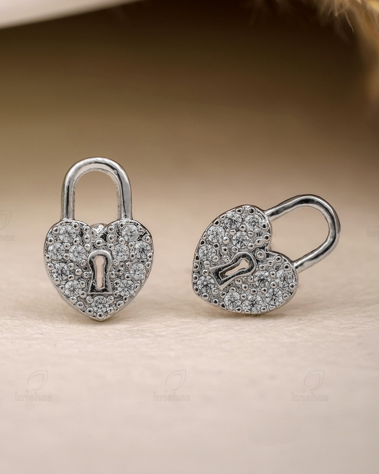 Lock Heart Mini Cz Studs