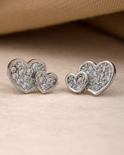 Two Hearts Mini Cz Studs