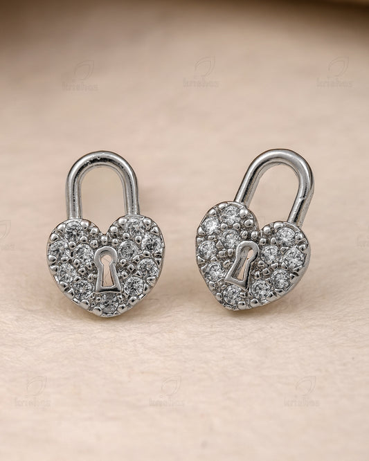 Lock Heart Mini Cz Studs