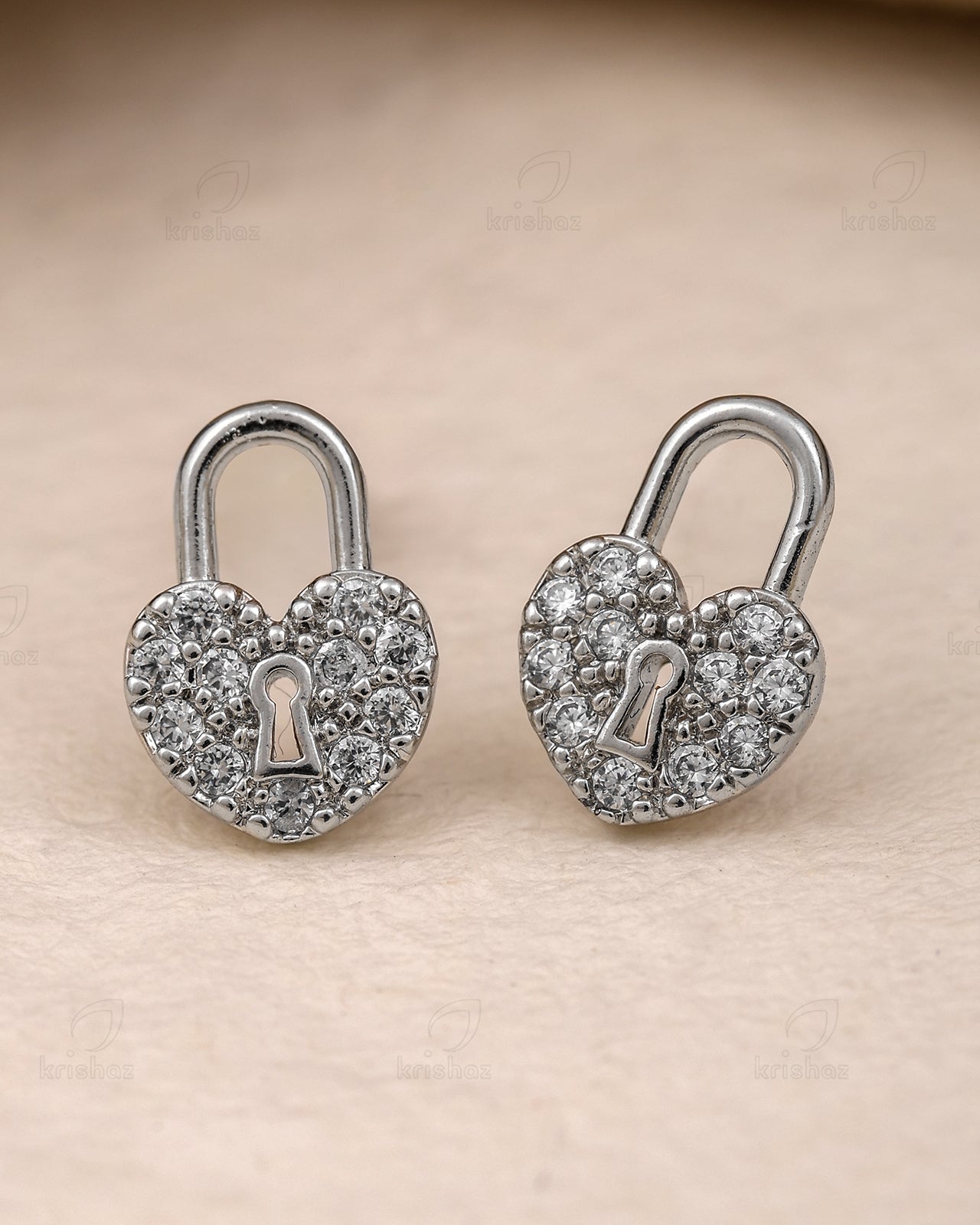 Lock Heart Mini Cz Studs