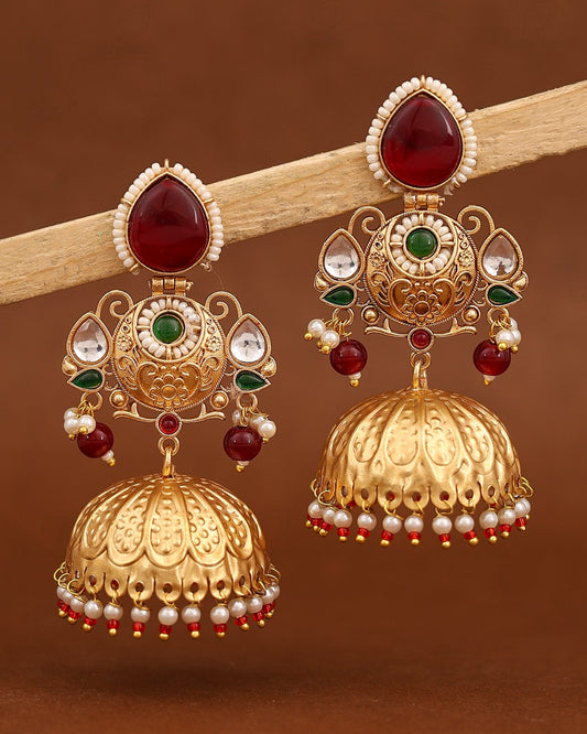 Tejaswini Gold Jhumki Earrings
