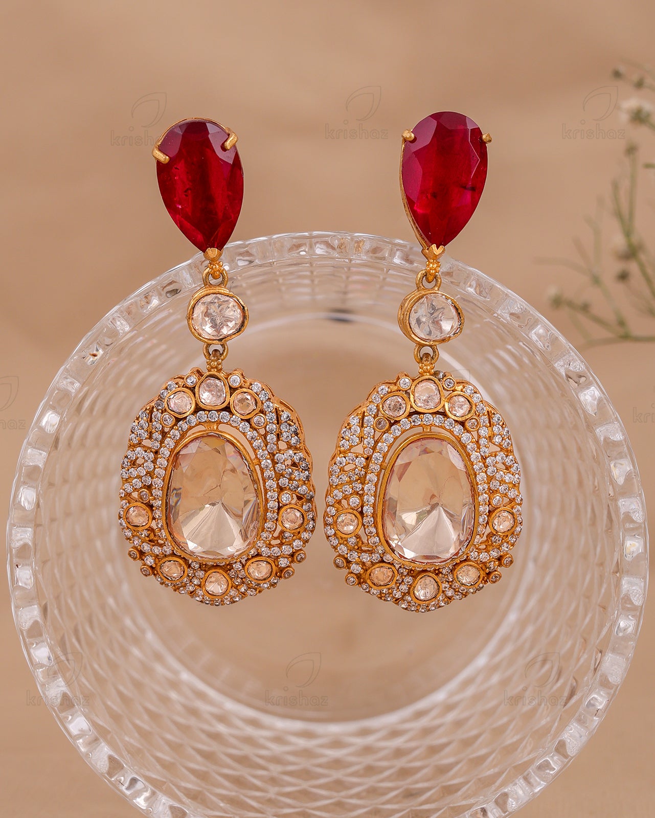 Indu 22k Gold Plated Danglers