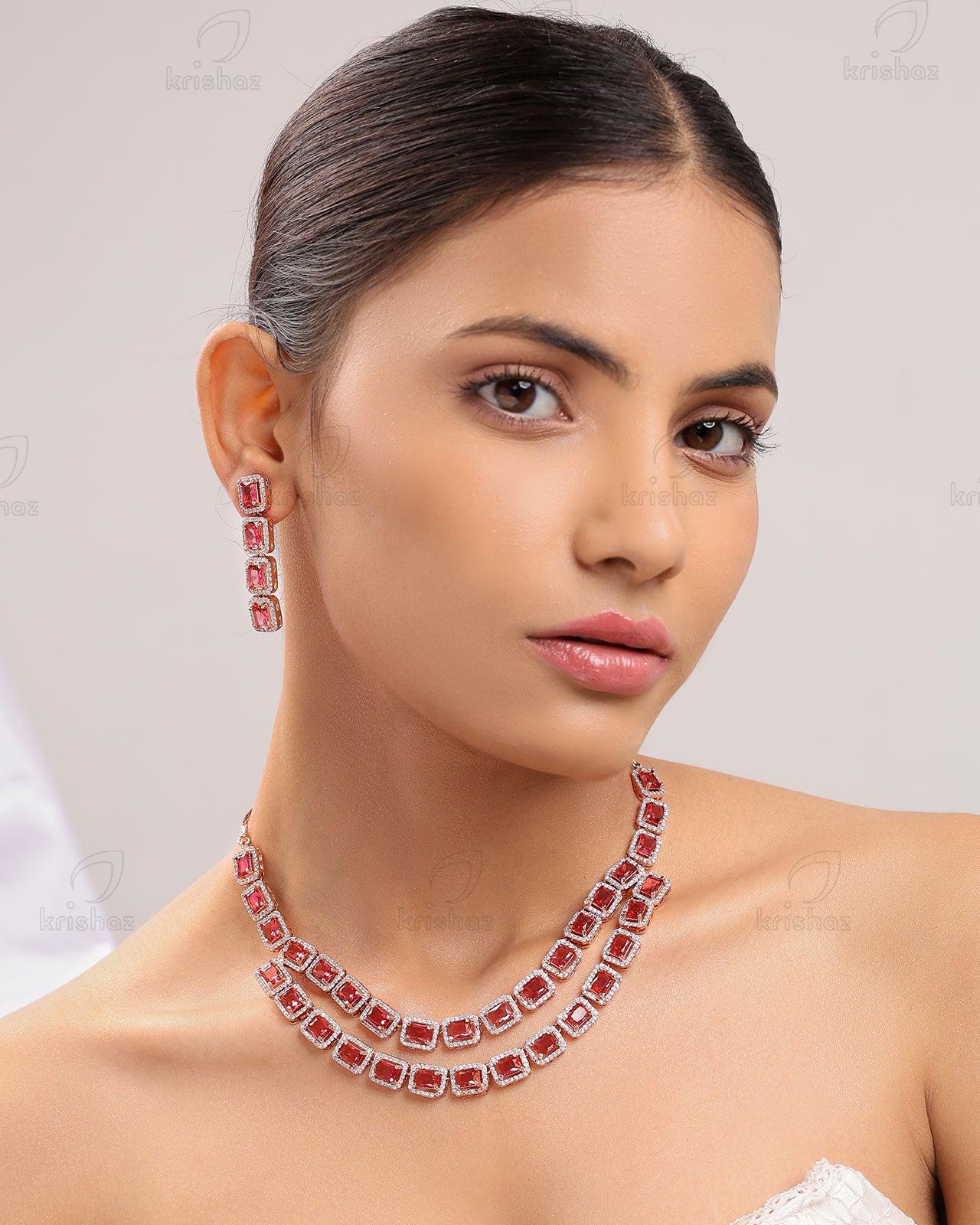 Ella Rhodium Plated Cz Necklace