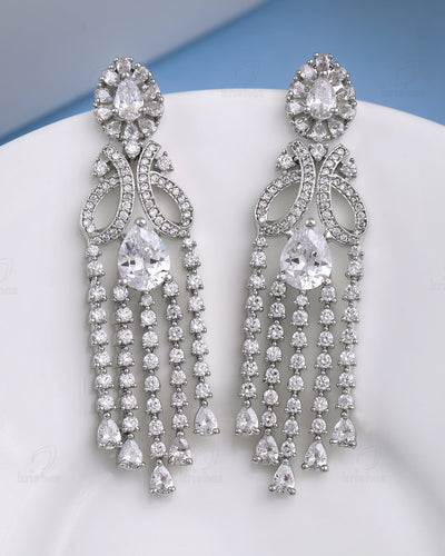 Crown Cz Dangler Earrings