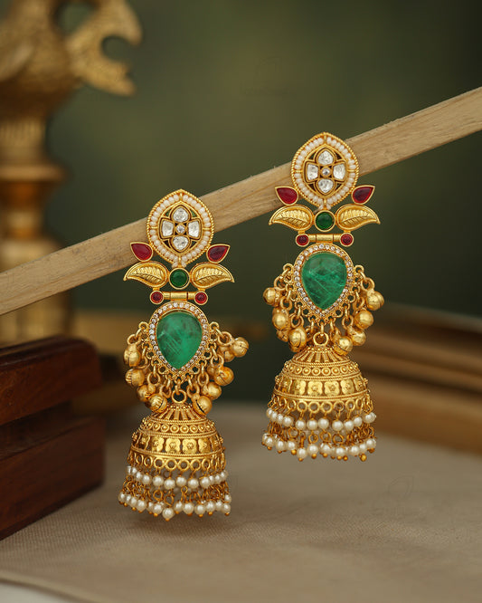 Sagarika Golden Jhumki Earrings