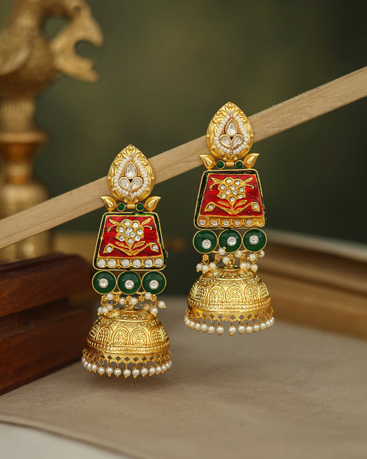 Pramila Golden Jhumki Earrings