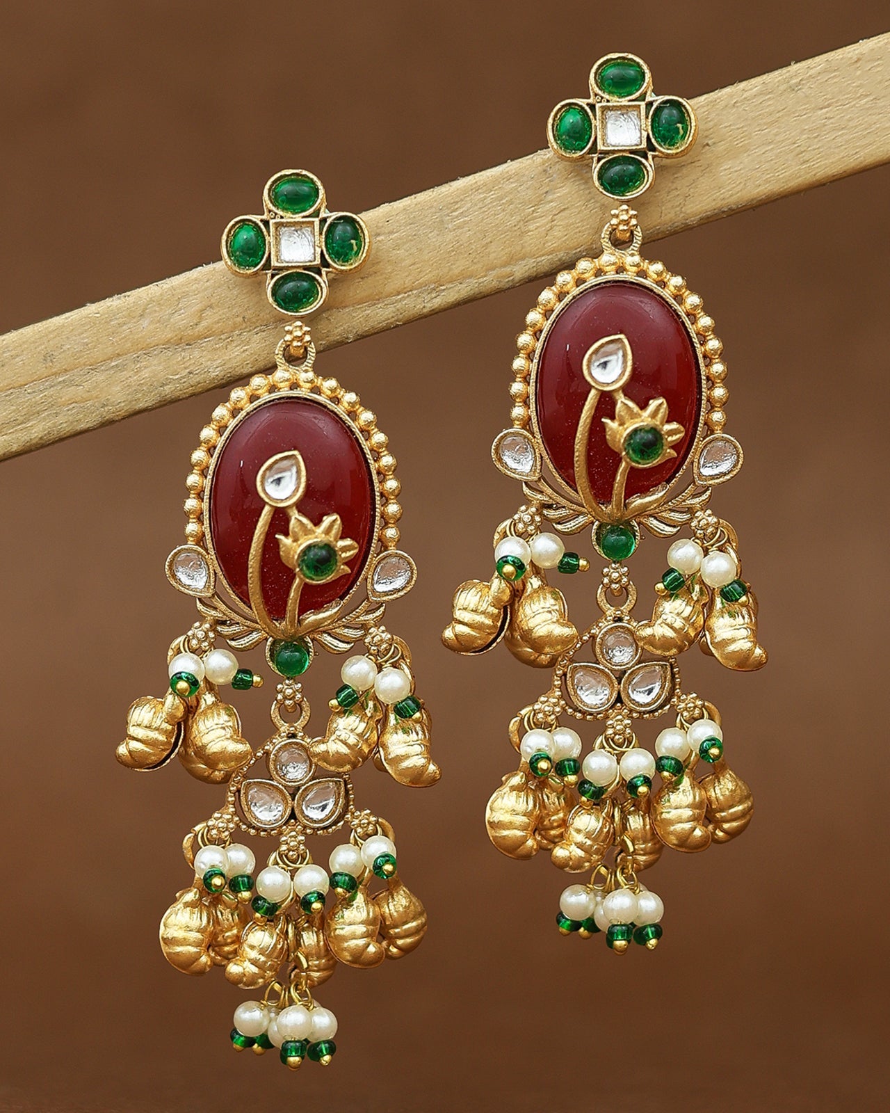 Phool Bagh Premium Gold Danglers