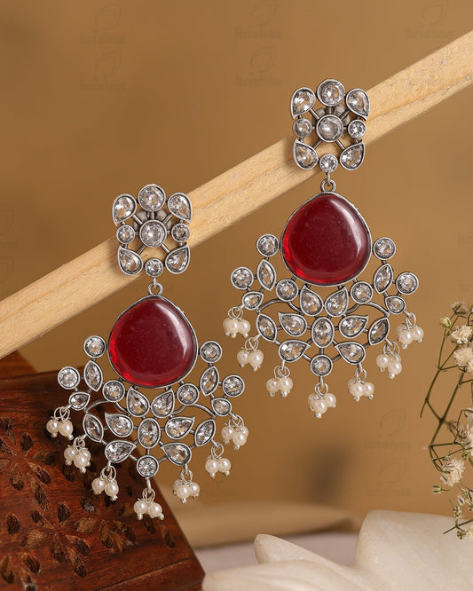 Raveena CZ Floral Dangler Earrings