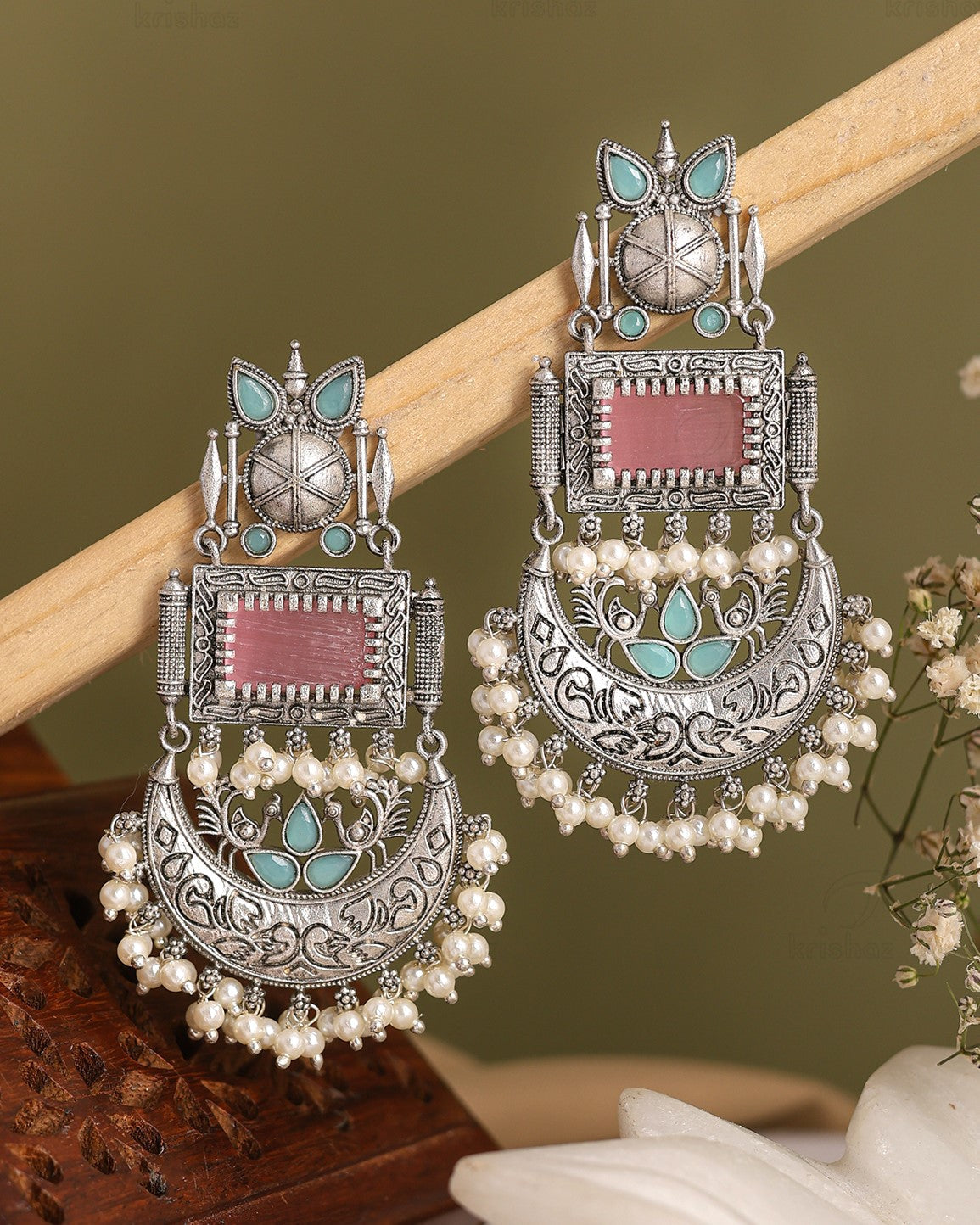 Noor Peacock Dangler Earrings