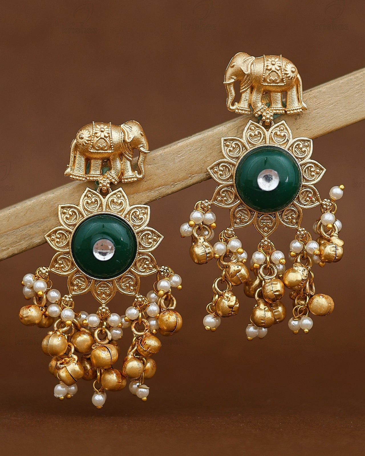 Gajraani Gold Dangler Earrings