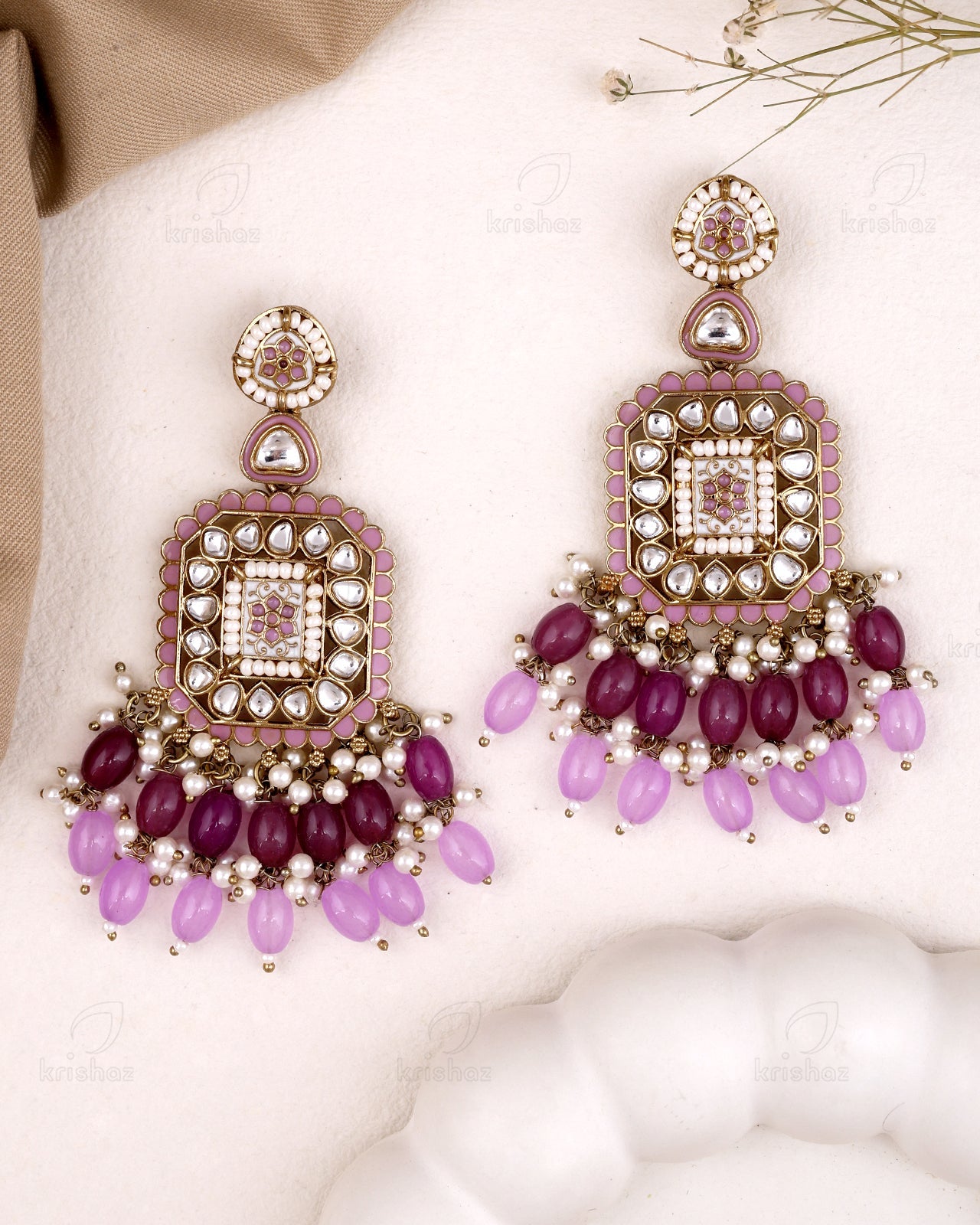 Pranali Kundan Dangler Earrings
