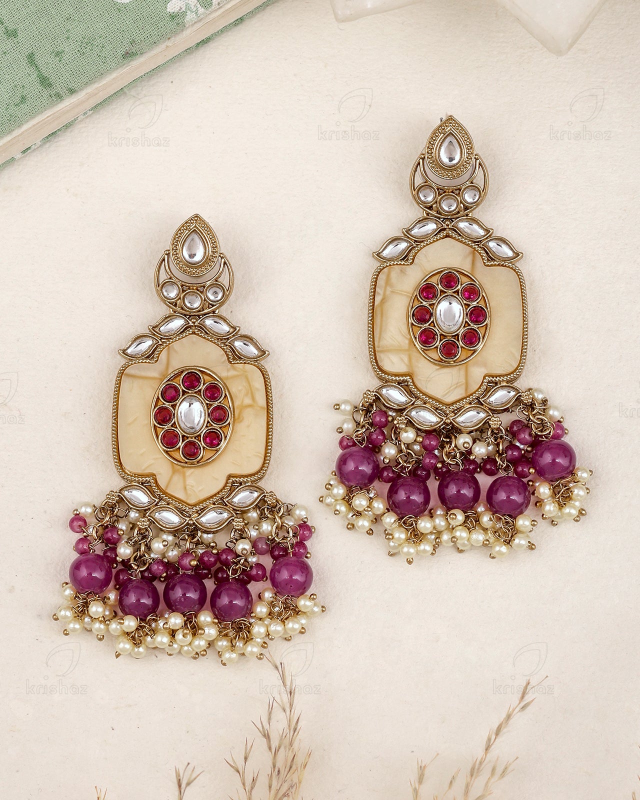 Ravya Kundan Danglers-M