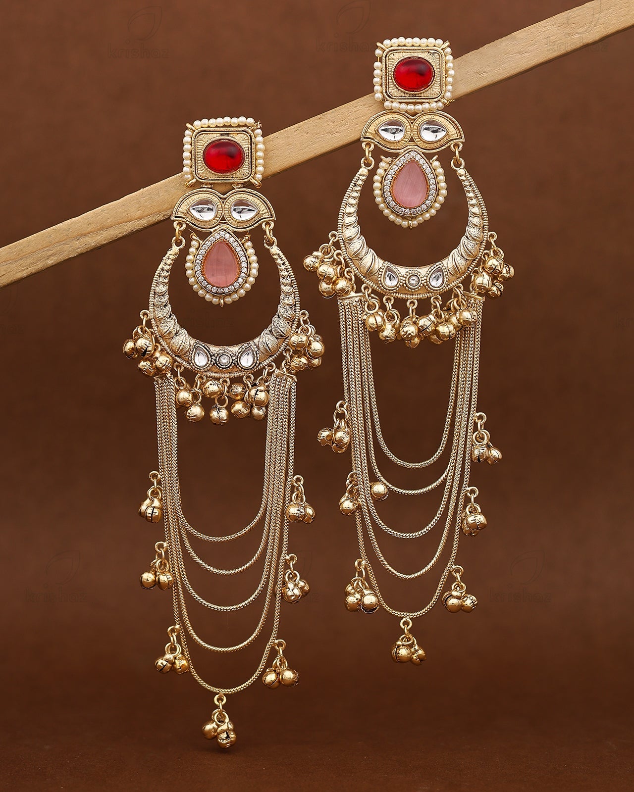 Rooprani Kashmiri Gold Dangler